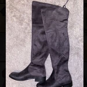 grey suede over-the-knee boots